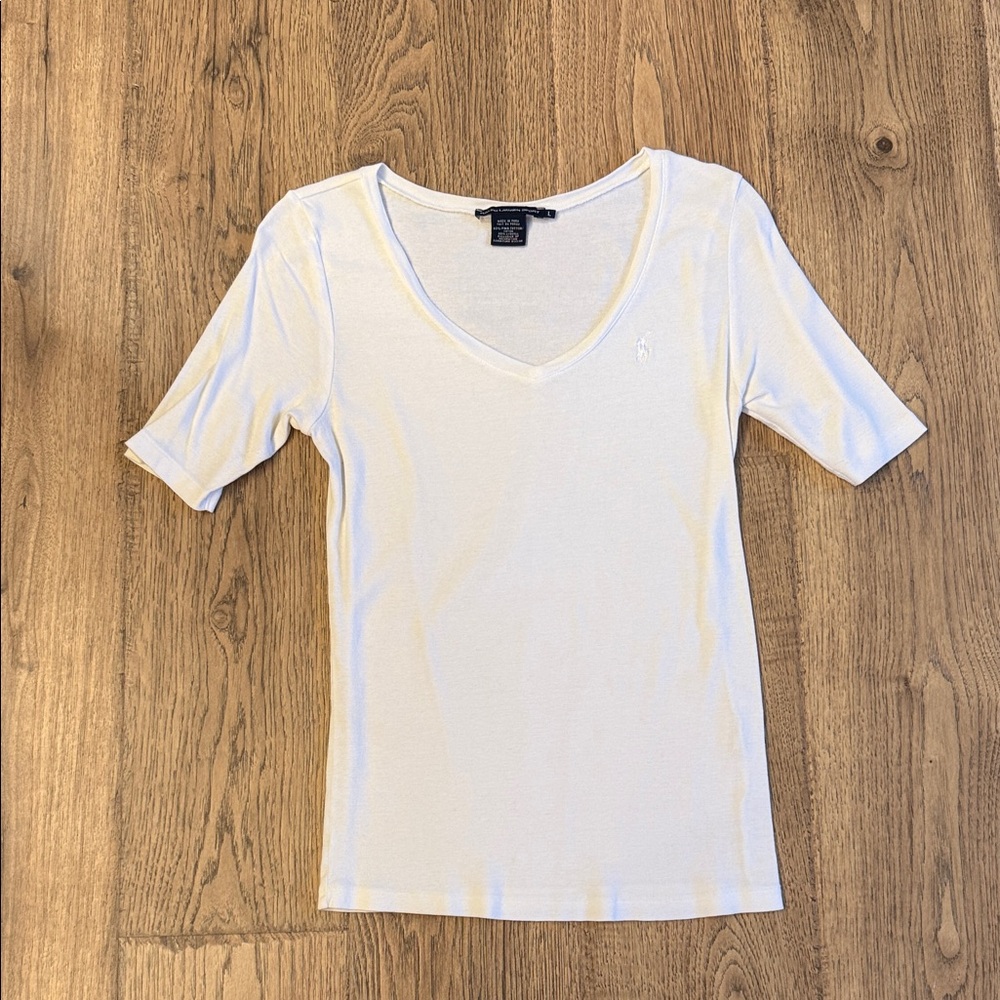 Ralph Lauren Cream V-Neck Short Sleeve Top